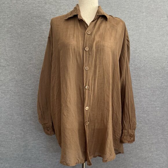 Tan + Lines by Sivan Ayla Gauze Tunic Top XS Small Oversized Fit Cover Up Shirt - Picture 10 of 10